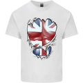 The Union Jack Flag Ripped Muscles Kids T-Shirt Childrens White