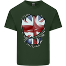 The Union Jack Flag Ripped Muscles Mens Cotton T-Shirt Tee Top Forest Green