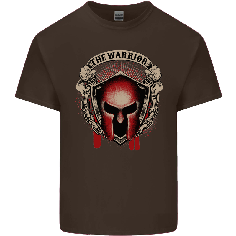 The Warrior Gym Spartan Helmet Bodybuilding Mens Cotton T-Shirt Tee Top Dark Chocolate