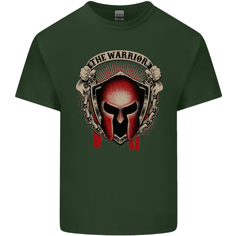 The Warrior Gym Spartan Helmet Bodybuilding Mens Cotton T-Shirt Tee Top Forest Green
