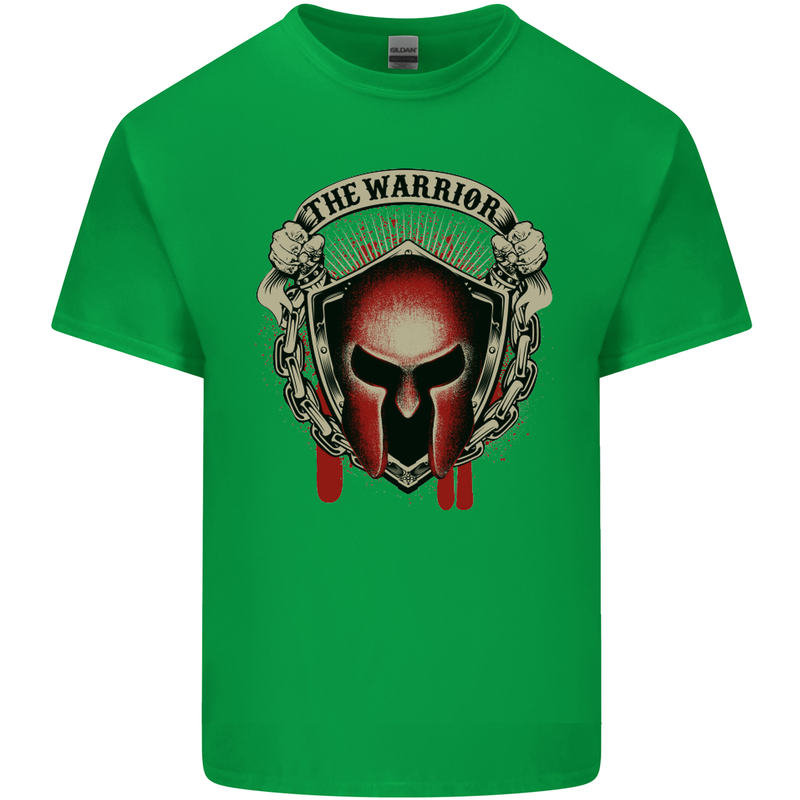 The Warrior Gym Spartan Helmet Bodybuilding Mens Cotton T-Shirt Tee Top Irish Green