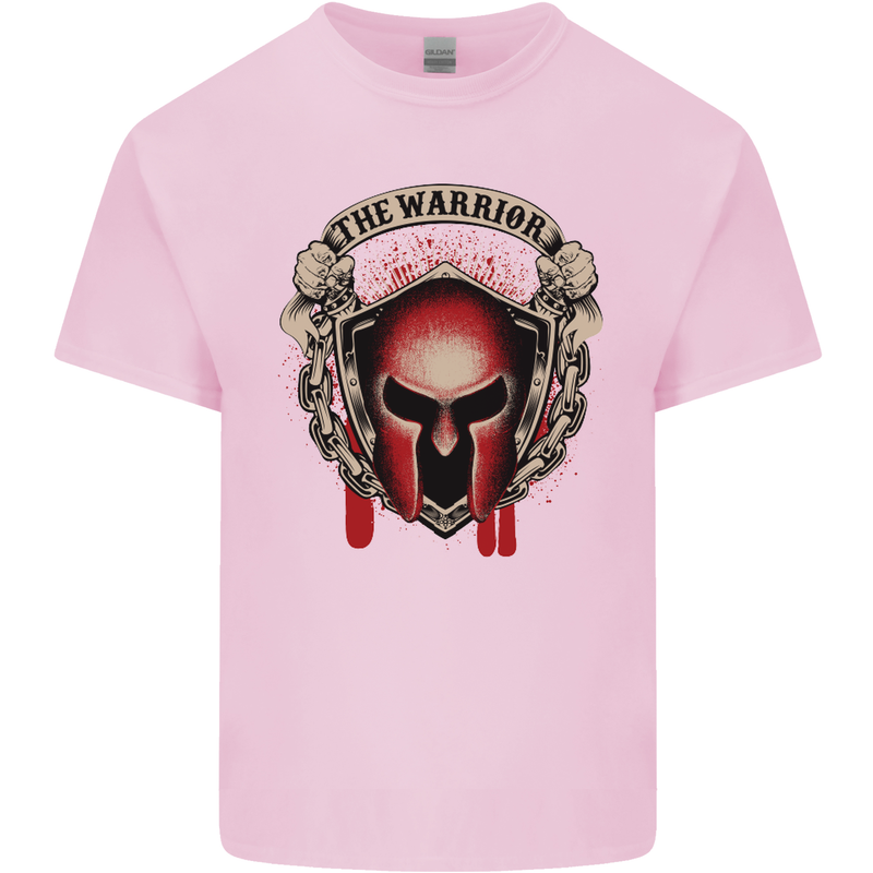 The Warrior Gym Spartan Helmet Bodybuilding Mens Cotton T-Shirt Tee Top Light Pink