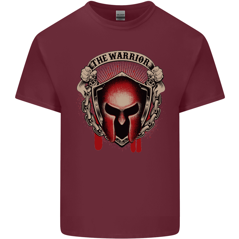 The Warrior Gym Spartan Helmet Bodybuilding Mens Cotton T-Shirt Tee Top Maroon