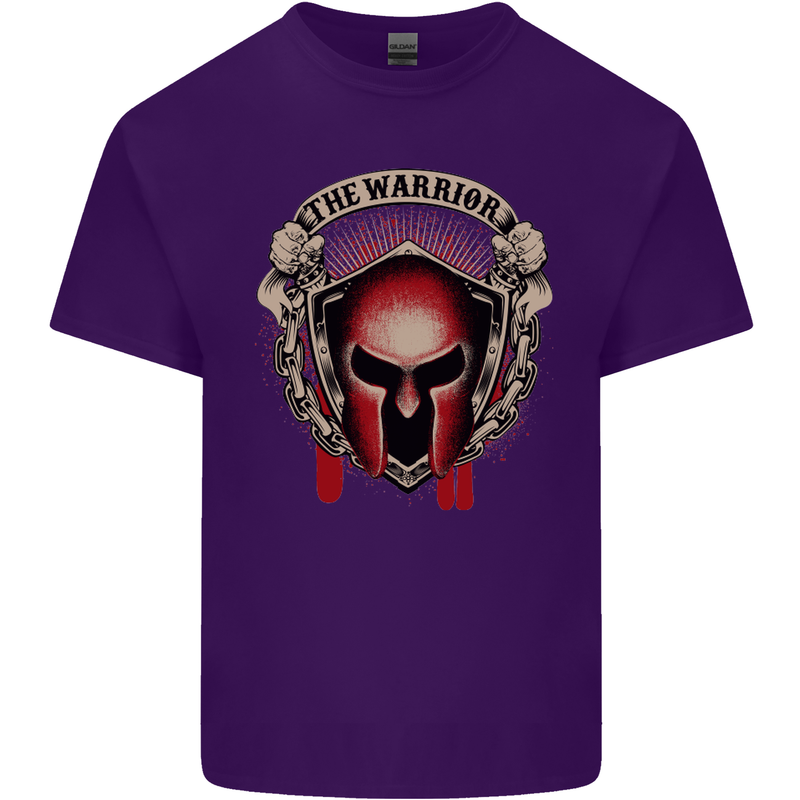 The Warrior Gym Spartan Helmet Bodybuilding Mens Cotton T-Shirt Tee Top Purple
