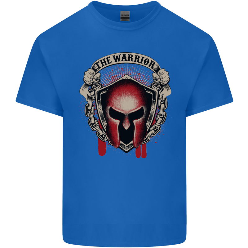 The Warrior Gym Spartan Helmet Bodybuilding Mens Cotton T-Shirt Tee Top Royal Blue