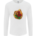 The Welsh Flag Fire Effect Wales Mens Long Sleeve T-Shirt White