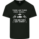 There Are Three Fish Sizes Funny Fishing Mens V-Neck Cotton T-Shirt Black