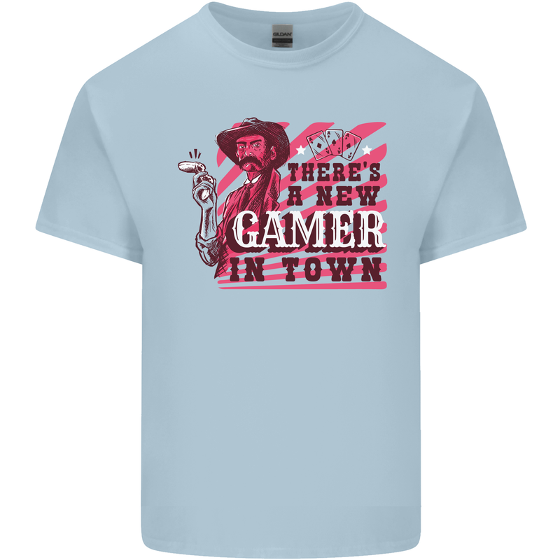 There's a New Gamer in Town Gaming Mens Cotton T-Shirt Tee Top Light Blue