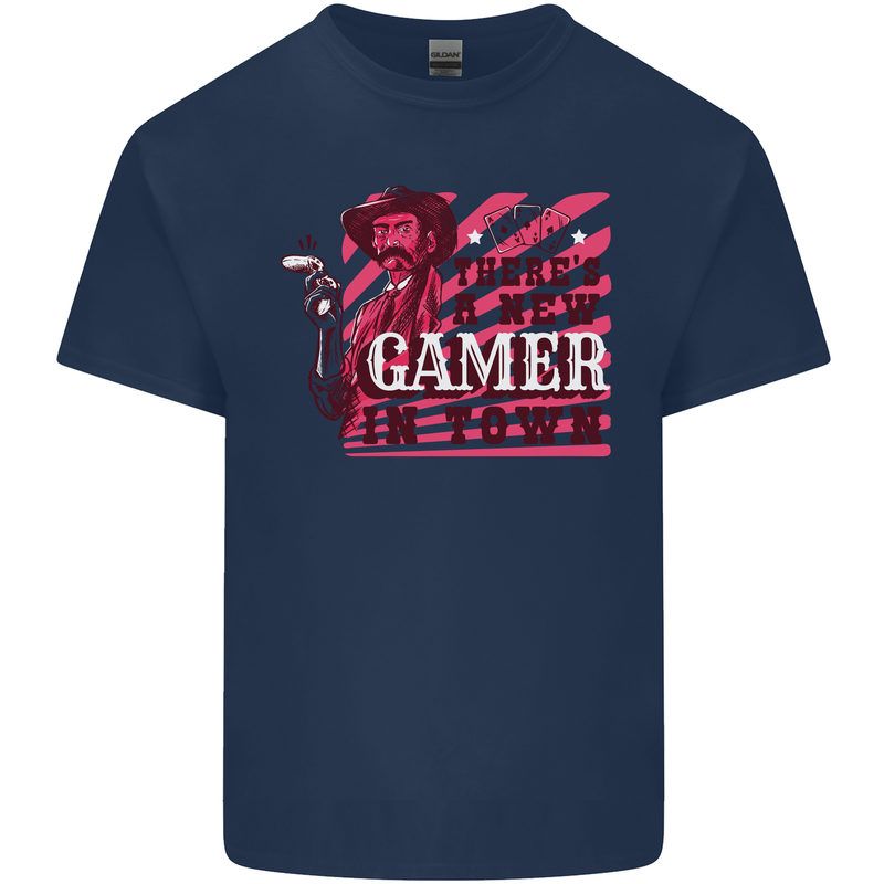 There's a New Gamer in Town Gaming Mens Cotton T-Shirt Tee Top Navy Blue