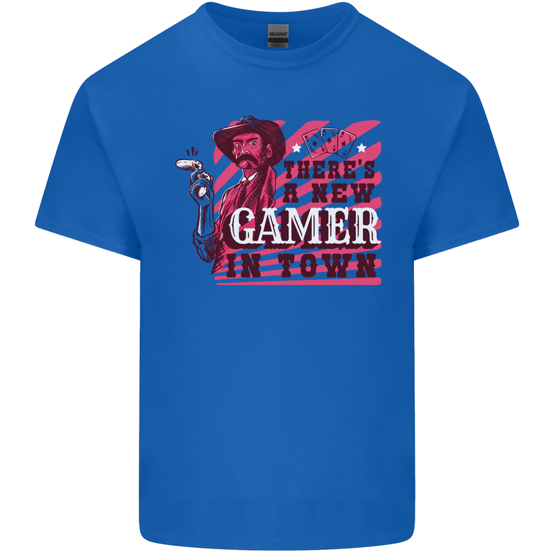 There's a New Gamer in Town Gaming Mens Cotton T-Shirt Tee Top Royal Blue