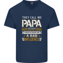 They Call Me Papa Funny Father's Day Mens V-Neck Cotton T-Shirt Navy Blue