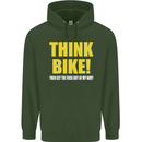 Think Bike! Cycling Biker Motorbike Bicycle Mens 80% Cotton Hoodie Forest Green
