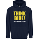 Think Bike! Cycling Biker Motorbike Bicycle Mens 80% Cotton Hoodie Navy Blue