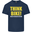 Think Bike! Cycling Biker Motorbike Bicycle Mens Cotton T-Shirt Tee Top Navy Blue
