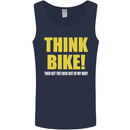 Think Bike! Cycling Biker Motorbike Bicycle Mens Vest Tank Top Navy Blue