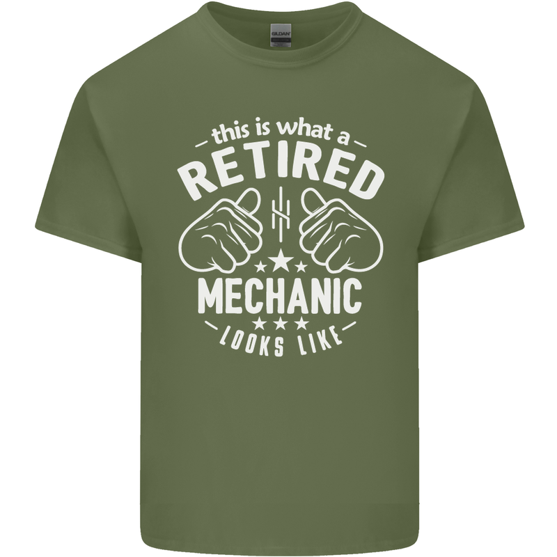 This Is What a Retired Mechanic Looks Like Mens Cotton T-Shirt Tee Top Military Green