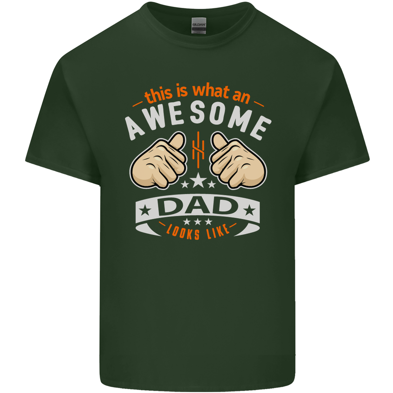 This Is What an Awesome Dad Father's Day Mens Cotton T-Shirt Tee Top Forest Green