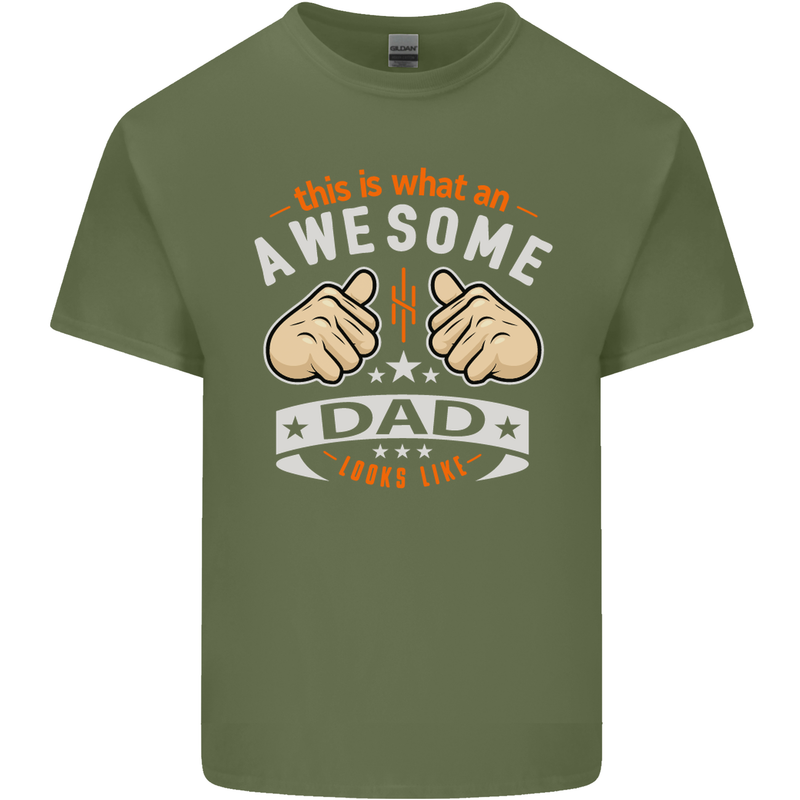 This Is What an Awesome Dad Father's Day Mens Cotton T-Shirt Tee Top Military Green