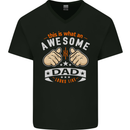 This Is What an Awesome Dad Father's Day Mens V-Neck Cotton T-Shirt Black