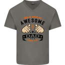 This Is What an Awesome Dad Mens V-Neck Cotton T-Shirt Charcoal
