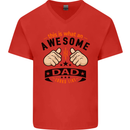 This Is What an Awesome Dad Mens V-Neck Cotton T-Shirt Red
