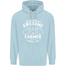 This Is What an Awesome Farmer Looks Like Mens 80% Cotton Hoodie Light Blue