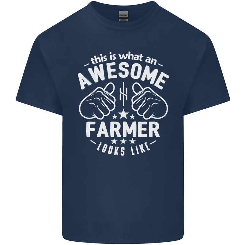 This Is What an Awesome Farmer Looks Like Mens Cotton T-Shirt Tee Top Navy Blue