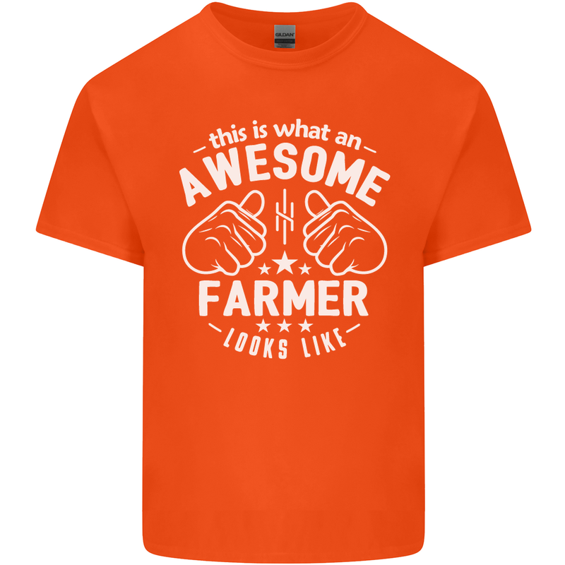 This Is What an Awesome Farmer Looks Like Mens Cotton T-Shirt Tee Top Orange