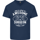 This Is What an Awesome Surgeon Looks Like Mens V-Neck Cotton T-Shirt Navy Blue