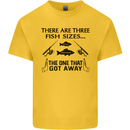 Three Fish Sizes Funny Fishing Fisherman Kids T-Shirt Childrens Yellow