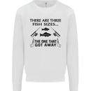 Three Fish Sizes Funny Fishing Fisherman Mens Sweatshirt Jumper White