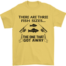 Three Fish Sizes Funny Fishing Fisherman Mens T-Shirt Cotton Gildan Yellow