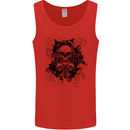 Three Skulls Demon Biker Gothic Tattoo Mens Vest Tank Top Red
