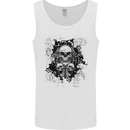 Three Skulls Demon Biker Gothic Tattoo Mens Vest Tank Top White