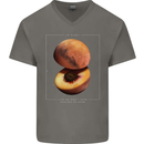 To Mars Peaches Space Planets Cosmos Mens V-Neck Cotton T-Shirt Charcoal