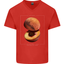 To Mars Peaches Space Planets Cosmos Mens V-Neck Cotton T-Shirt Red