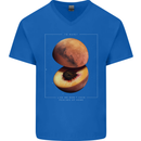 To Mars Peaches Space Planets Cosmos Mens V-Neck Cotton T-Shirt Royal Blue