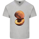 To Mars Peaches Space Planets Cosmos Mens V-Neck Cotton T-Shirt Sports Grey