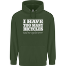 Too Many Bicycles Said No Cyclist Cycling Childrens Kids Hoodie Forest Green
