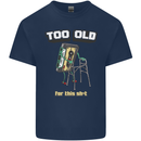 Too Old for This Shit Funny Music DJ Vinyl Mens Cotton T-Shirt Tee Top Navy Blue