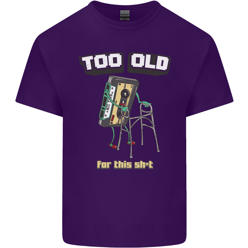 Too Old for This Shit Funny Music DJ Vinyl Mens Cotton T-Shirt Tee Top Purple