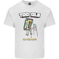 Too Old for This Shit Funny Music DJ Vinyl Mens Cotton T-Shirt Tee Top White