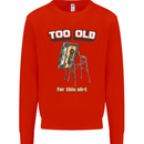 Too Old for This Shit Funny Music DJ Vinyl Mens Sweatshirt Jumper Bright Red