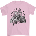 Tractor Life Is Better Farm Funny Farming Mens T-Shirt Cotton Gildan Light Pink