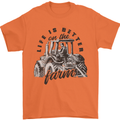 Tractor Life Is Better Farm Funny Farming Mens T-Shirt Cotton Gildan Orange