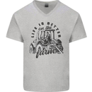 Tractor Life Is Better Farm Funny Farming Mens V-Neck Cotton T-Shirt Sports Grey