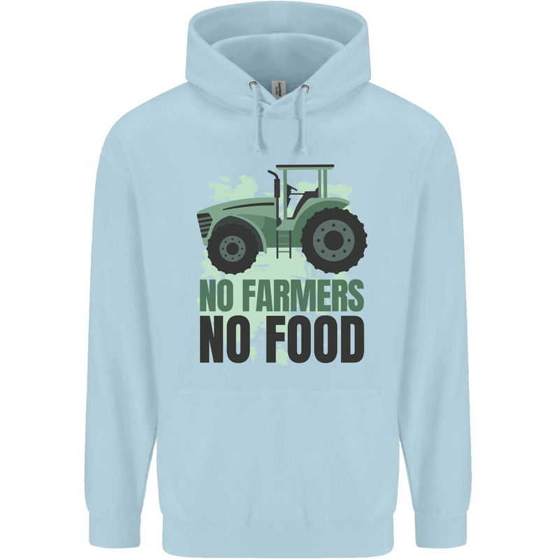 Tractor No Farmers No Food Farming Childrens Kids Hoodie Light Blue