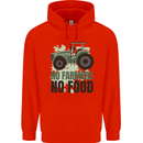 Tractor No Farmers No Food Farming Mens 80% Cotton Hoodie Bright Red