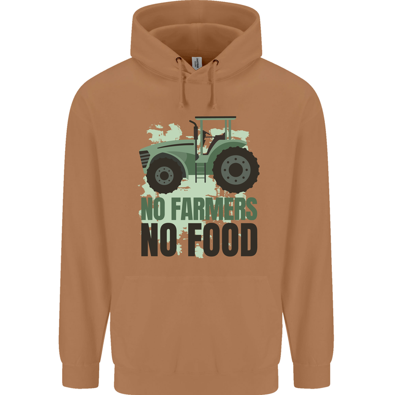 Tractor No Farmers No Food Farming Mens 80% Cotton Hoodie Caramel Latte