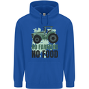 Tractor No Farmers No Food Farming Mens 80% Cotton Hoodie Royal Blue